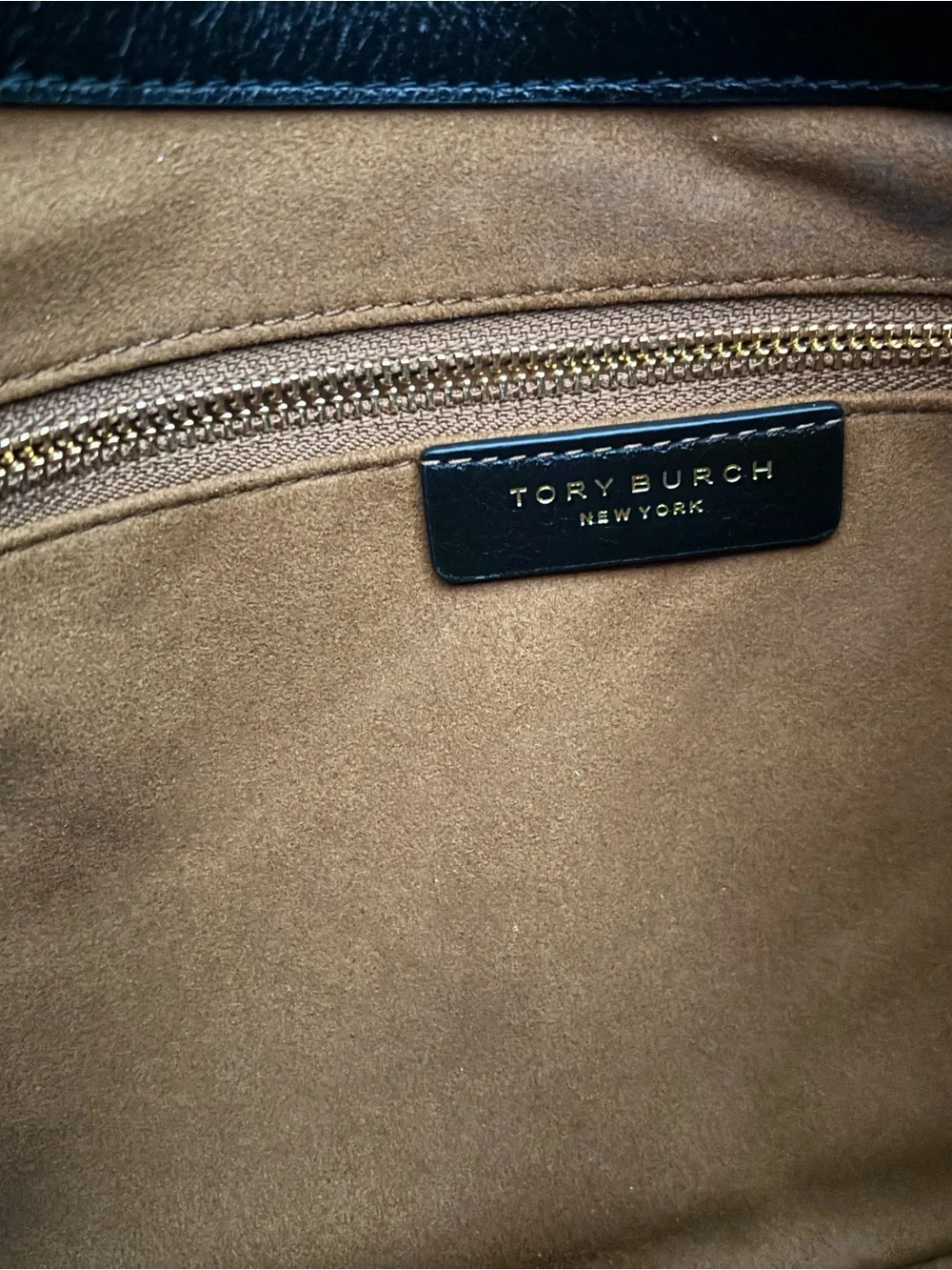 Tory Burch Black Quilted Leather Shoulder Bag with Gold Logo Hardware